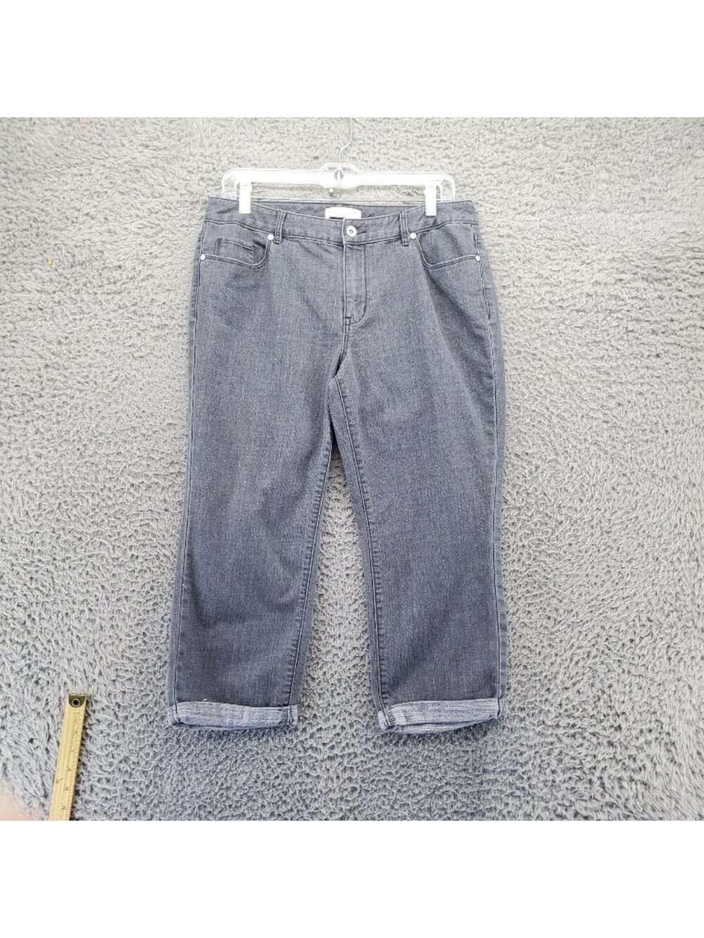 Coldwater Creek Jeans Womens 10 Gray Natural Fit Stretch Cuffed Denim